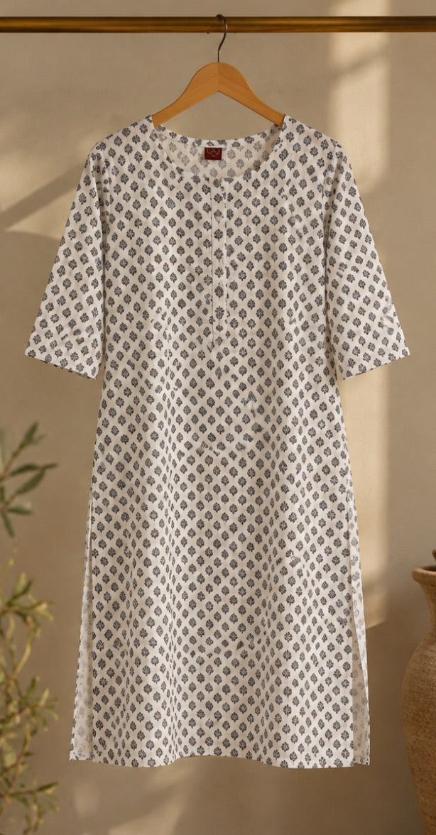 Noor Ivory Bloom Printed Kurti