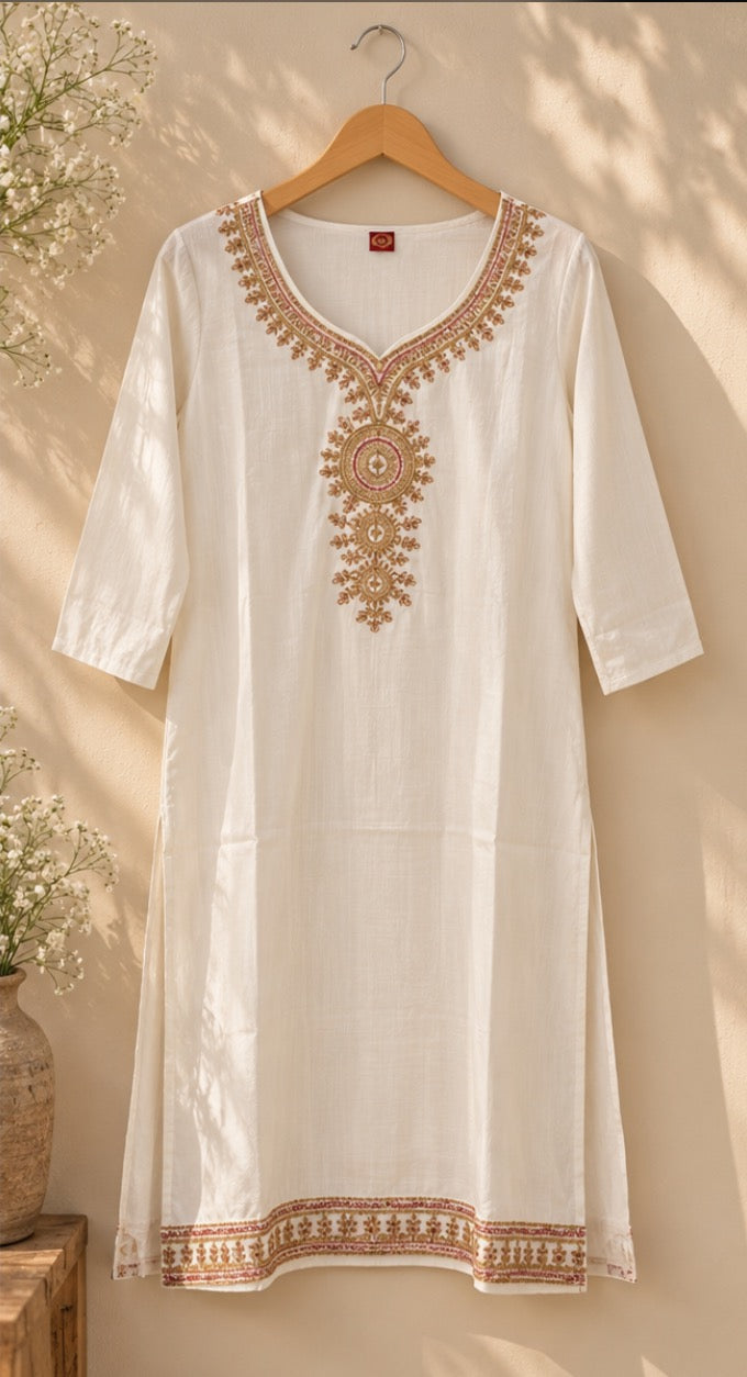Ivory Noor Embroidered Kurti