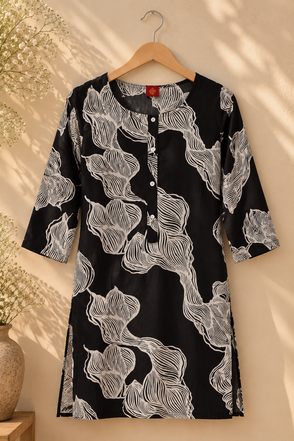 Noir Bloom Printed Cotton Kurti