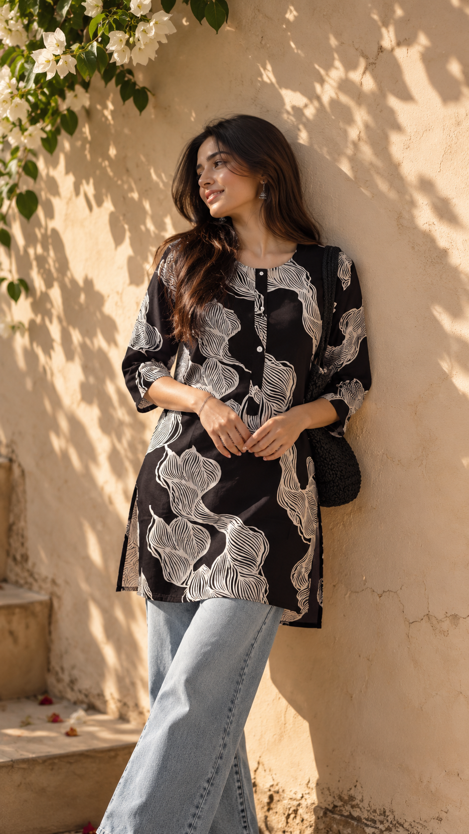 Noir Bloom Printed Cotton Kurti